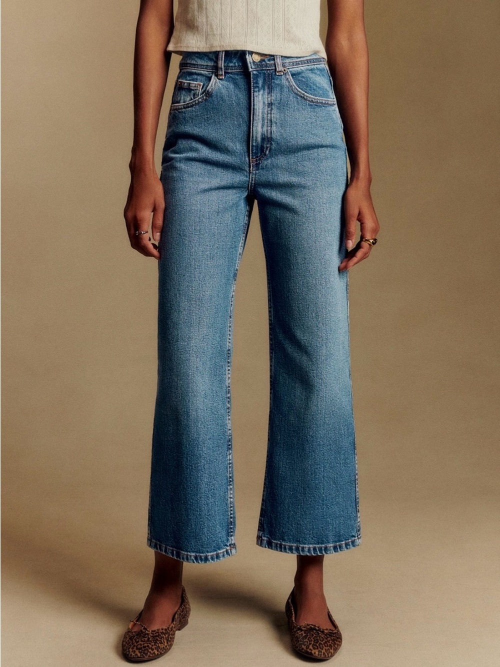 Sezane Le Crop Wide Leg Jeans